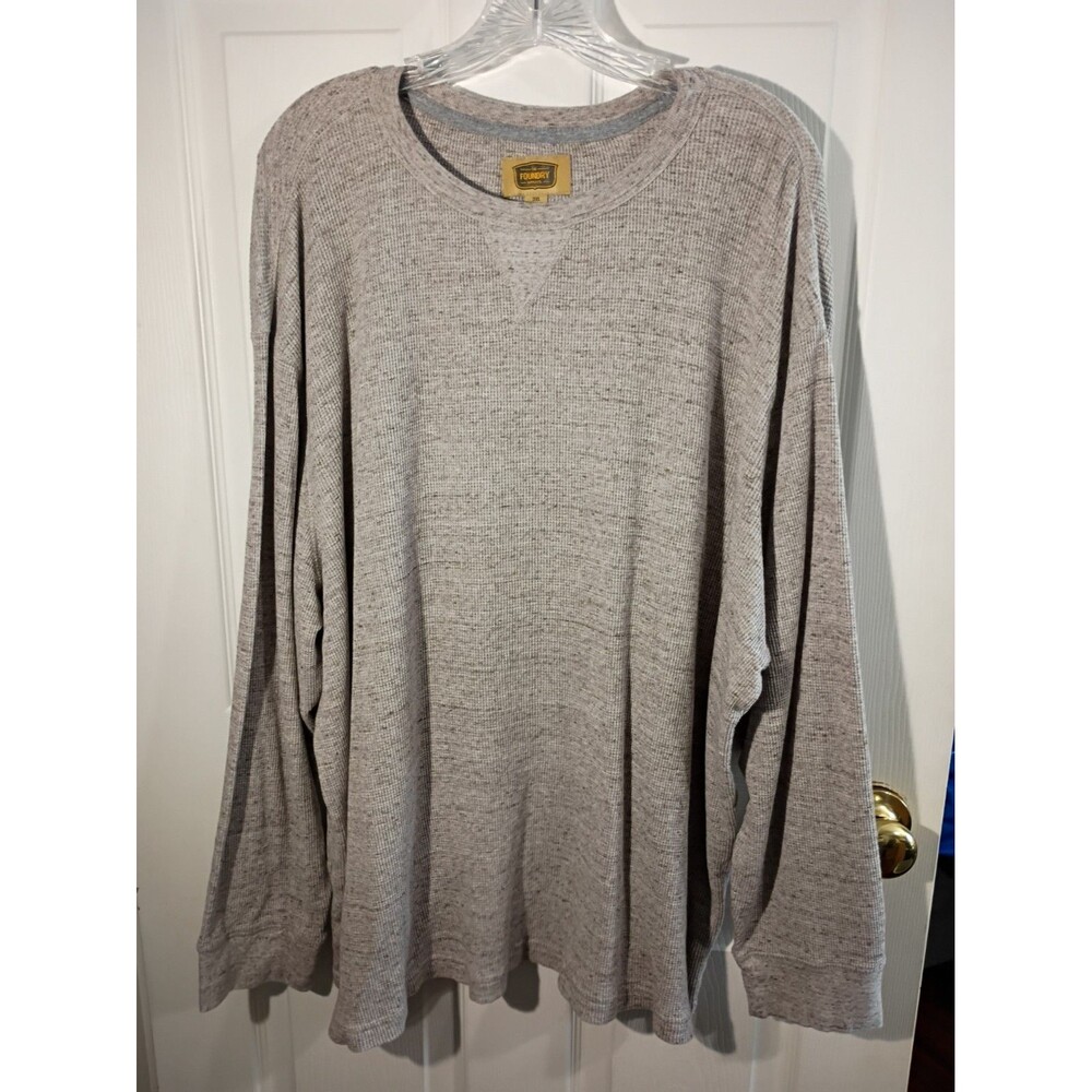 Foundry Men's 3XL Pullover Brown Heathered Waffle Knit Long Sleeve Pullover Top